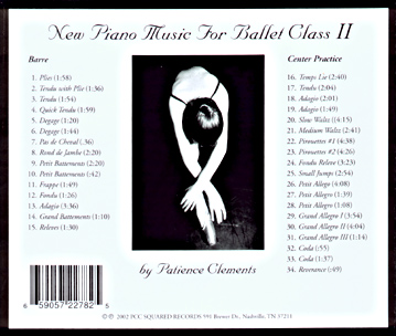 New Piano Music for Ballet Class II - CD backcover