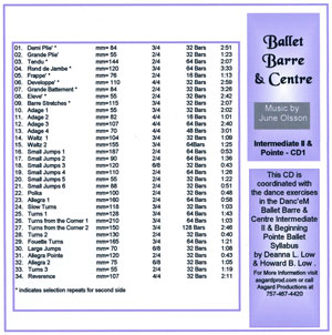 Ballet Barre & Center - Intermediate II & Pointe CD by June Olsson